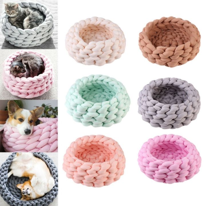 new-2-size-handmade-knitted-cat-bed-warm-winter-bed-small-soft-dog-beds-cat-cave-washable-pet-beds-for-cats-35-40cm