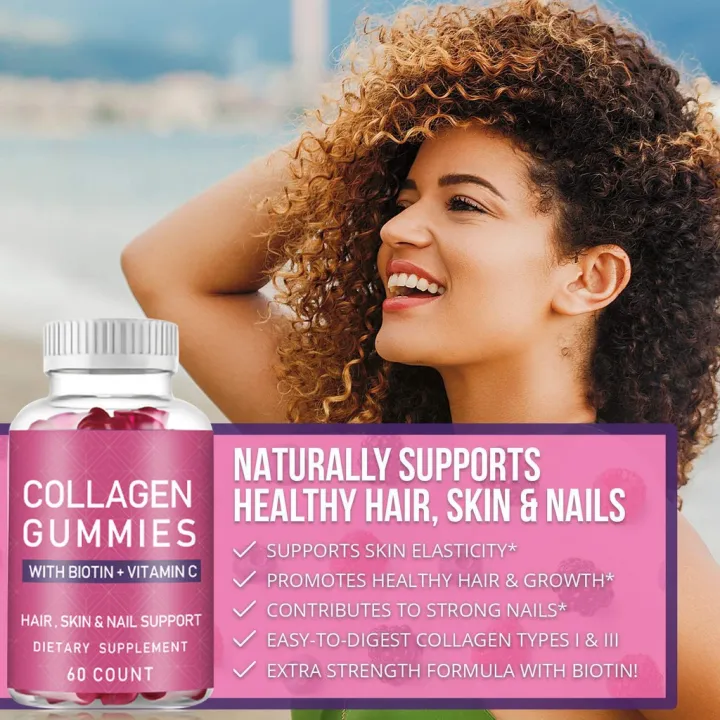 Beauty and health food Collagen Gummies with Biotin + Vitamin C Hair