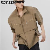 TIDE BEAR เสื้อยืดผู้ชายมีสไตล์เสื้อทรงหลวมอเนกประสงค์สบายแขนสั้น