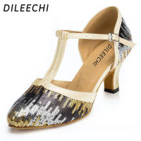 DILEECHI ผู้ใหญ่รองเท้าเต้นรำละตินเต้นรำรองเท้าเต้นรำละตินรองเท้านุ่ม Soled ตารางรองเท้าละตินนอก