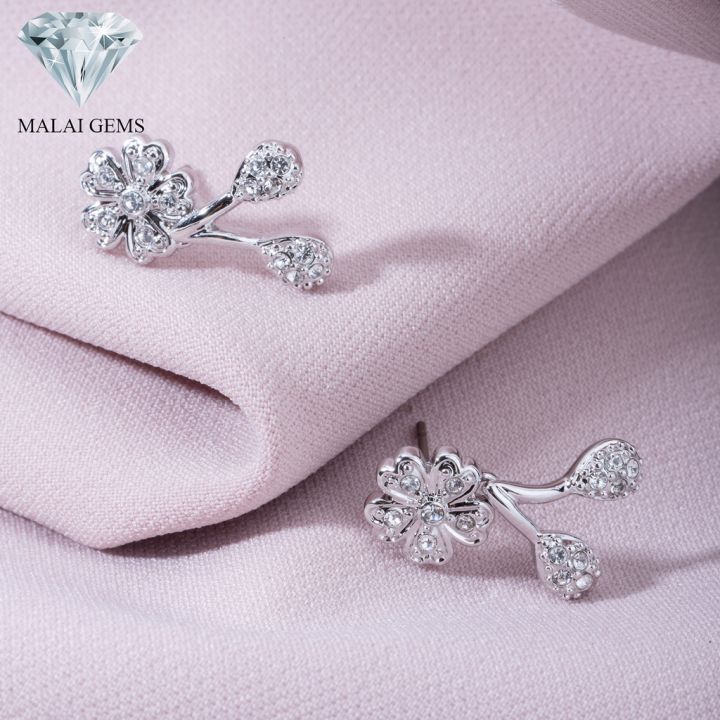 malai-gems-ต่างหูเพชร-เงินแท้-silver-925-เพชรสวิส-cz-เคลือบทองคำขาว-รุ่น-51000238-แถมกล่อง-ต่างหูcz-ต่างหูเงินแท้