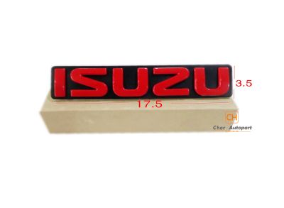 โลโก้หน้ากระจัง Isuzu D-MAX 07-11 พลาสติก แดง-ดำ ขนาด 3.5x17.5cm