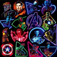 10/30/60pcs Neon Disney Marvel Spider Man Stickers Cool Decal Laptop Luggage Skateboard Phone The Avengers Sticker for Kid Toys