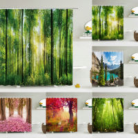 Nature Forest Shower Curtain Waterproof Bathroom Screen Trees Scenery Curtains Polyester Cloth Home Decoration Bath Curtains