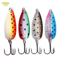 ShiningLove Fishing Spoons Lures Spots Pattern With Treble Hooks Anti-corrosion Metal Fishing Lure Kit For Trout Bass Pike Salmon