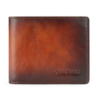 ManBang New Genuine Leather RFID Blocking Wallets for Men Vintage Bifold Short Multi Function ID Credit Card Holder High Quality