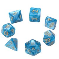 ；。‘【； 7Pcs/Set 16Mm Polyhedral Blue Dice Standard Six Sided 20 Side For RPG Game Dice Birthday Parties Game Dice Set