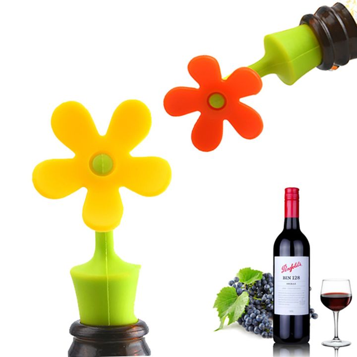 new-arrival-liuaihong-จุกขวดแบ่งซิลิโคนจุกไวน์สำหรับรินไวน์จุกขวดออกแบบรูปดอกทานตะวันสุดสร้างสรรค์