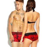 COD 【Ready Stock】[Couple Underwear] Superman Men Boxers + Woman Briefs BLUE lovers