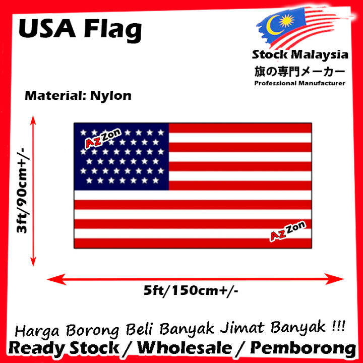 【Ready Stock】America USA National Flag 3x5ft 90x150cm USA America Flag