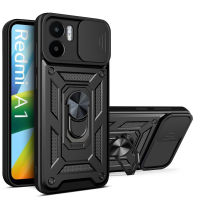 Xiaomi Redmi A1/Redmi A1 Plus Case,Robust Shield with Sliding Cover Camera Lens and Rotating Bracket Protective Case