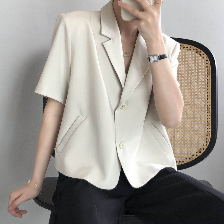 Blazer Women Classic Office Lady Hot Sale S-4XL Short Sleeve Simple Leisure  All-match Japan Style Elegant Student Fashion Mujer | Lazada