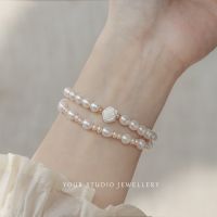 [COD] Badu niche design self-made strong light natural pearl camellia bracelet ins elastic girlfriends