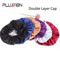 【YF】 Plussign Pink Black Silk Sation Bonet Fashion Stain Silky Big 32Cm Bonnet For Lady Sleep Headwrap Cap Hair Wrap Accessories