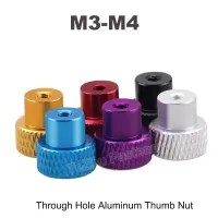 3pc Nail M3 M4 Hand Tighten Thumb Nuts Aluminum Profile Female Through Hole Adjust Clamping Knob Manual Nut Screw Bolt Cap Cover Hand Tool Parts Acces