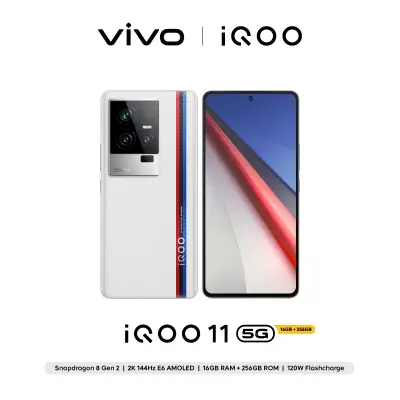 [9.9 ลดเพิ่มสูงสุด 2,500.- + คูปอง 1,999.- + เงินคืน1000.- ][ผ่อน 0%] :iQOO 11 5G (16GB+256GB) โทรศัพท์มือถือไอคู Snapdragon 8 Gen 2 หน้าจอ 2K 144Hz E6 AMOLED ชาร์จไว 120W