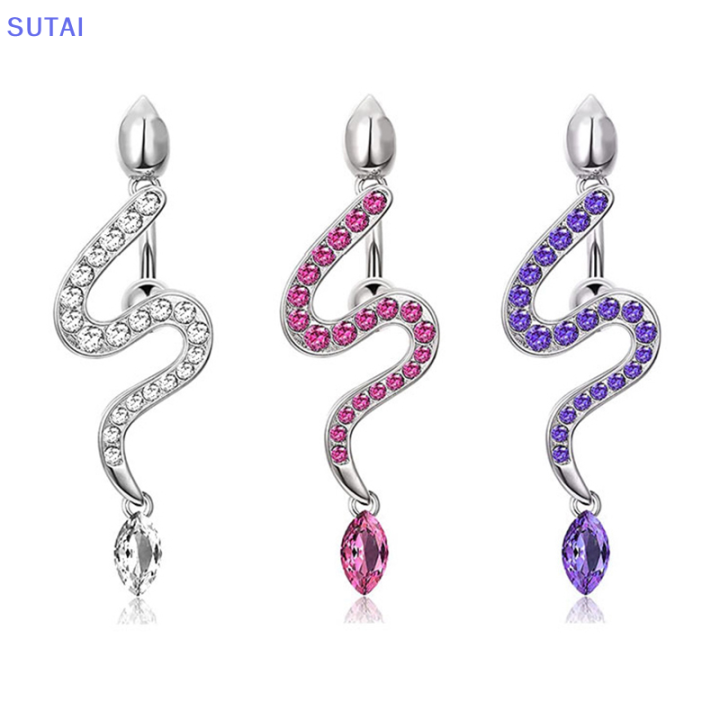 lowest-price-sutai-1ชิ้นแหวนงูสะดือห้อยยาวเครื่องประดับผู้หญิงท้องเครื่องประดับร่างกายแหวนหน้าท้อง