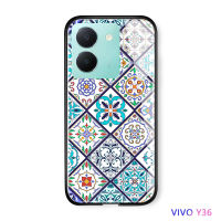 Volans เคสสำหรับ Vivo Y36 Y36 5G,เคสผู้หญิงสไตล์โบโฮเพชรสำหรับผู้หญิงเคสป้องกันกระจกเทมเปอร์กันกระแทก