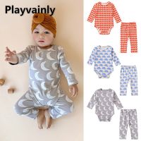 New Spring Baby Girl Boy Set Shoulder Buckle O-neck Cartoon Print Long Sleeve Jumpsuit+Casual Pants Newborn Cotton Clothes E2842  by Hs2023