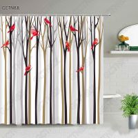 Bird Branch Bath Curtain Fall Woods ภูมิทัศน์ผ้าม่านห้องน้ำอุปกรณ์ตกแต่งผลิตภัณฑ์ 180 * 180 ซม