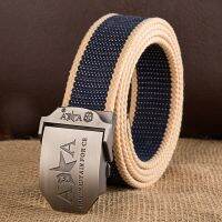 【CW】 Men 39;s Canvas Belt 4MM Thickened Outdoor Leisure Waistband Alloy Automatic Buckle High Woven Fabric 110 150cm Length 3.8cm Width