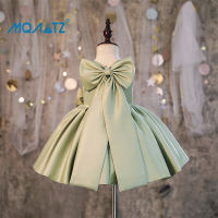 MQATZ Pageant Child Ceremony Baptism 1 Year Birthday Dress For Baby Girl Solid Princess Party Dress Big Bow 2-10 Years L2009