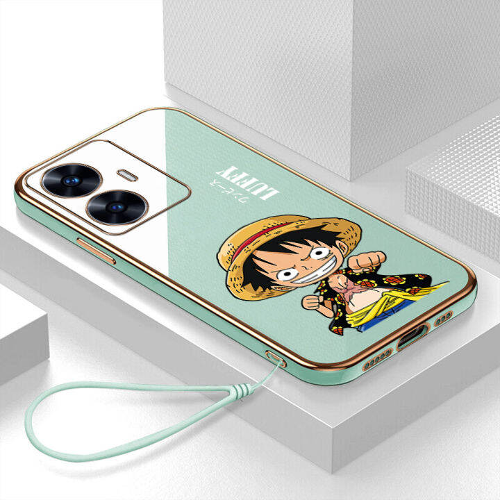 เคส-realme-c55-case-luffy-ลักชัวรี่-6d-ซอฟท์ซิลิโคนกรอบสี่เหลี่ยมชายนี่ฟูลแบ็คปก