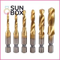 SUN BOX เครื่องมือเจาะรู ดอกสว่านเจาะเกลียว ดอกสว่านเกลียว เครื่องสกรูยึด ไทเทเนียมชุบเคลือบ ดอกสว่านเจาะก้าน ก้านหกเหลี่ยม ดอกสว่านเจาะเกลียว