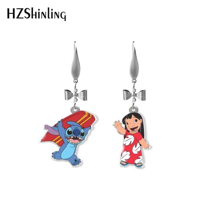 mm75-2021มาใหม่-lilo-และ-stitch-angel-ตัวละครอีพ็อกซี่อะคริลิค-dangles-handmade-fish-hook-ต่างหู