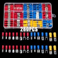 ▫♀♈ 102/122/222/280/300pcs Assorted Spade Terminals Insulated Cable Splice Butt Connector Electrical Wire Crimp Ring Fork Lugs Kit