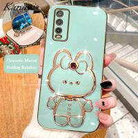 Kanavi เคสโทรศัพท์แฟชั่นสำหรับ VIVO Y20 Y20S Y12S Y20A Y20i เคสนิ่มเคลือบอิเล็คโทรเพลท Y12A V2026 V2027 V2028 V2029 V2032 V2043 V2042หรูหราทำจากซิลิโคนเคลือบอิเล็คโทรเพลทกระต่ายเมคอัพตัวยึดกระจกฝาครอบโทรศัพท์