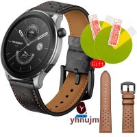 ☁﹊ Genuine Leather Strap For Amazfit GTR 4 Smart Watch Band Replace Belts For Huami Amazfit GTR4 With Screen protector film