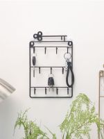 【YF】 Black Storage Rack with Three-layer Hooks Keys Organizer Shelf Holders 16x24.5cm 1pc