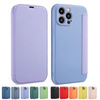 Flip Leather Liquid Silicone Case For iphone 12 13 11 Pro Max X XR XS 14 8 7 Plus SE 2020 Lens Protection Card Book Cover Coque