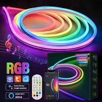 LED Light Strip Smart RGB LED Neon Light String WIFI APP Control Flexible DIY Shape TV Backlight Decorate Ambient Lamp 16/24/40W Night Lights