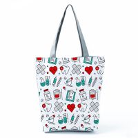 【LZ】 Cartoon Dentist Nurse Handbags for Women Portable Eco Friendly All-Match Womens Casual Tote Fashion Eco Reusable Handbag Ladies