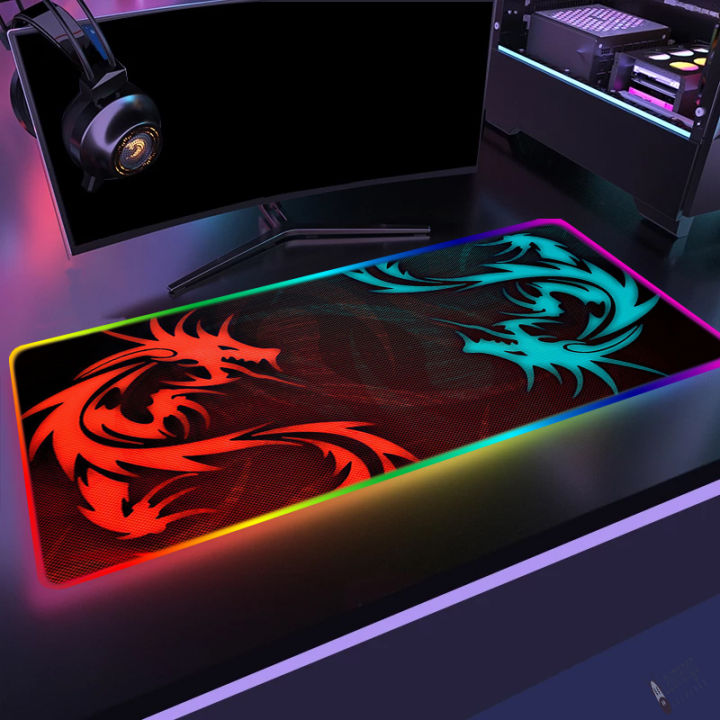 Red Dragon Gaming Keyboard Pad Msi RGB Computer Mouse Pad Gamer Desk ...