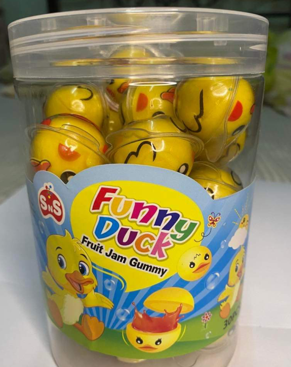 Yummy Taste Funny Round Duck Fruit Jam Gummy 30 pieces in Reusable Jar ...