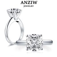 Anziw 925เงินเบาะ3.0ct ตัดแหวนหมั้นแหวนจำลองแหวนแต่งงานสำหรับผู้หญิง