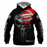 [Qinqin clothing]2022 Novo Logotipo Do Carro Nissan Punisher Hoodie 3d Impressão Zíper Moletom Harajuku Pullover Motocross Jaquetas Das Mulheres