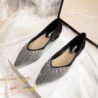 Rhie soft bottom pnted toe unky heel shoes 22 summer sle high heels pearl pumps slip-on peas shoes