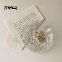 TIMIA รูปร่างของเปลือกหอย แผ่นแสดงเครื่องประดับ สไตล์นอร์ดิก อุปกรณ์จัดระเบียบเครื่องประดับ ถาดแสดงต่างหู สร้างสรรค์และสร้างสรรค์ กระจกสำหรับผู้หญิง พร็อพถ่ายรูป ของขวัญสำหรับเด็กผู้หญิง