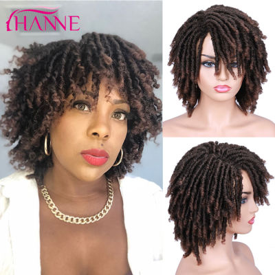 HANNE Short Dreadlock Wig Blackbrownred Synthetic soft faux locs Wigs iding Crochet Twist Hair Wigs For Black WomenMen