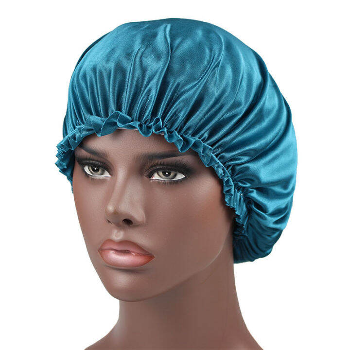 new-fshion-women-satin-night-sleep-cap-hair-bonnet-hat-silk-head-cover-wide-elastic-band