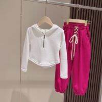 【CC】 Plain Half Zip Sweatshirt Drawstring Sweatpant Sets School Kids Tracksuit Child Outfit Jogger 3-16Years