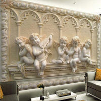 [hot]Custom Any Size 3D Wall Mural Wallpaper 3D Stereoscopic Angel Carving Relief Living Room Sofa Backdrop Seamless Mural Wall Paper