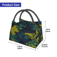 Camo tas makan siang biru dan kuning untuk anak perempuan makan siang kamuflase tas pendingin perjalanan lucu tas makan siang termal Oxford portabel