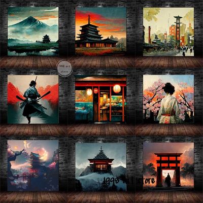 Vintage คลาสสิกญี่ปุ่น Pengupae Cherry Geisha Samurai Temple Art โปสเตอร์ภาพวาดผ้าใบผนังพิมพ์ภาพ Room Home Decor New