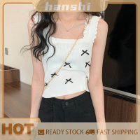 hanshi [2023 new HOT FASHION] lazlook เสื้อกล้ามผู้หญิงแขนกุดเข้ารูปผูกโบว์หวานฤดูร้อน