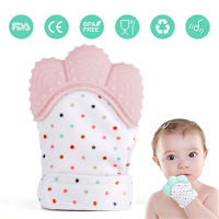 ทารกแรกเกิดถุงมือซิลิโคนเด็ก Mitt Teething Mitten Teething ถุงมือ Candy Wrapper เสียง Teether Thejoyful